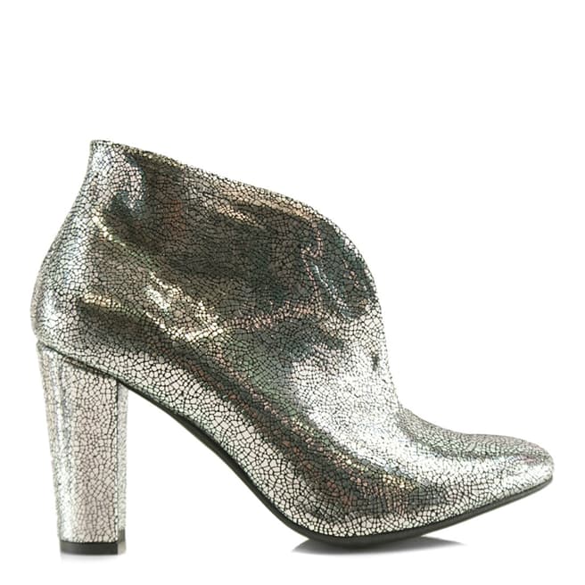 Bosccolo Silver Leather Botek Heeled Ankle Boots