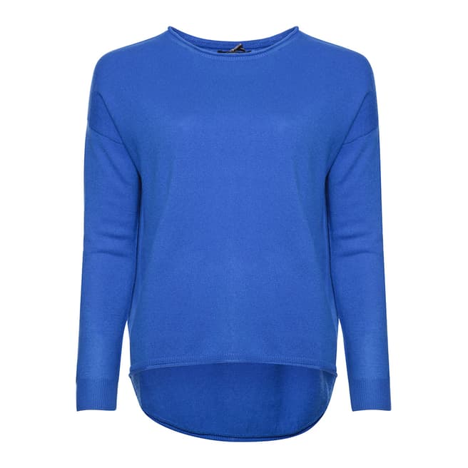 Cocoa Cashmere Blue Curved Hem Slouchy Cashmere Jumper