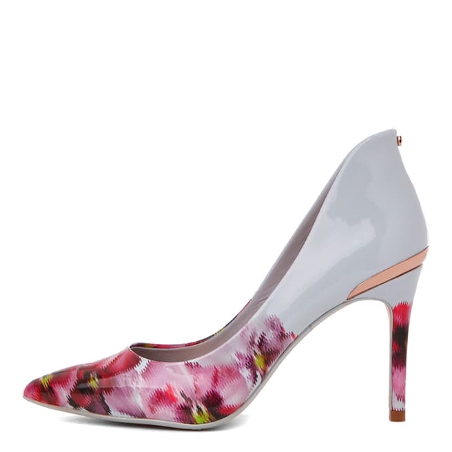 Ted Baker White/Print Leather Savei Expressive Pansy Court Shoes