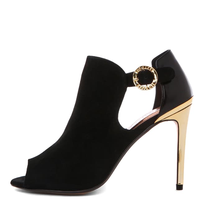 Ted Baker Black/Gold Suede Sandrouse Heel Ankle Boots