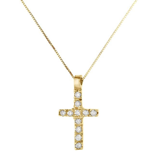 Dyamant Yellow Gold Cross Diamond Necklace