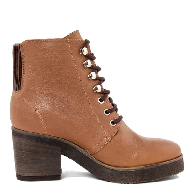 Paola Ferri Light Brown Leather Lace Up High Heel Ankle Boots 