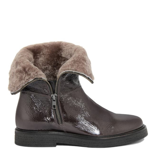 Paola Ferri Brown Leather Faux Fur Lined Ankle Boots 