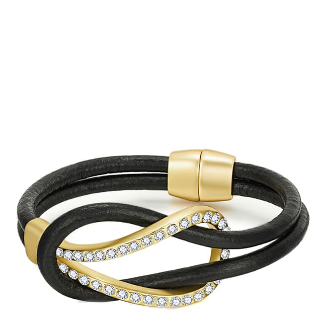 Tassioni Gold/Black Leather Bracelet