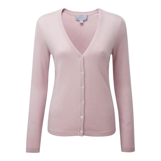 Pure Collection Oyster Cashmere V Neck Cardigan