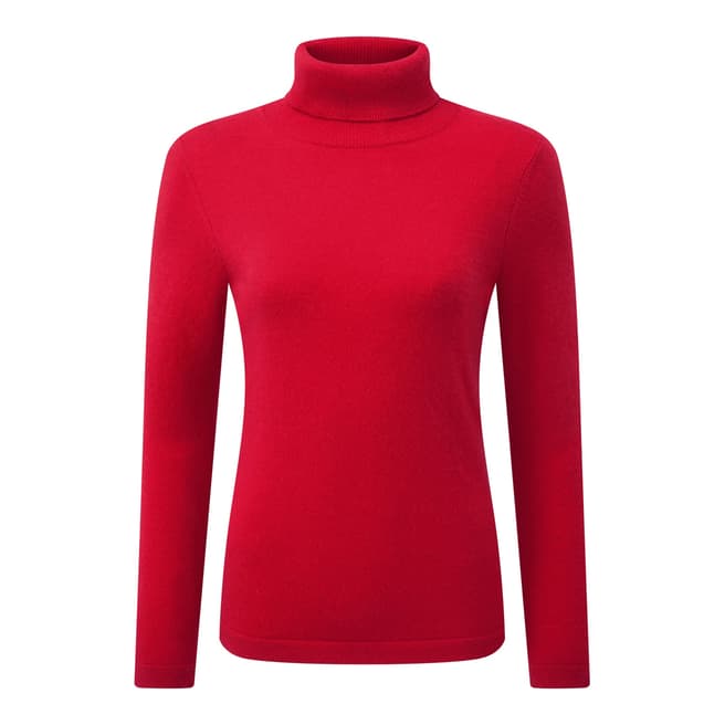 Pure Collection Pillarbox Red Cashmere Roll Neck Jumper