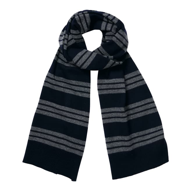 Pure Collection Navy/Soft Charcoal Mens Cashmere Scarf