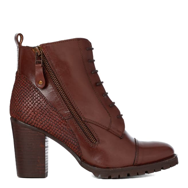 Justin Reece Womens Brown Leather Hilary Ankle Boots