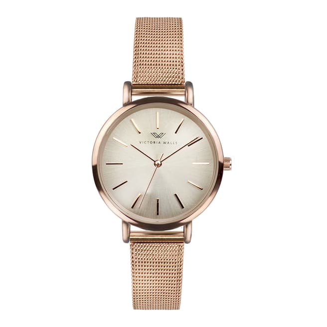 Victoria Walls Womens Rose Gold Stainless Steel Watch 