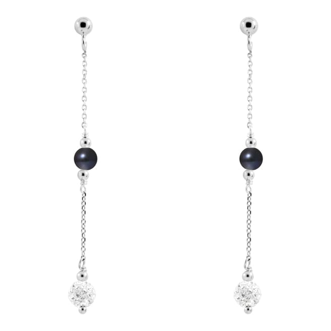 Just Pearl Silver/Black Pearl Crystal Earrings
