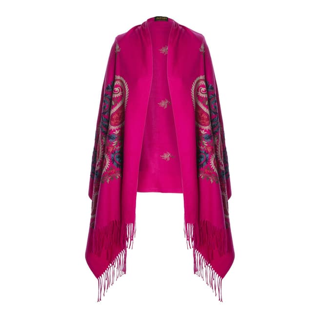 JayLey Collection Pink Silk Blend Embroidery Wrap