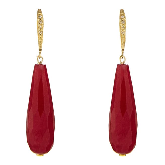 Liv Oliver Red Jade and Pave Drop Earrings