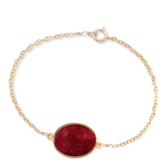 Liv Oliver Gold Plated Ruby Oval Bracelet
