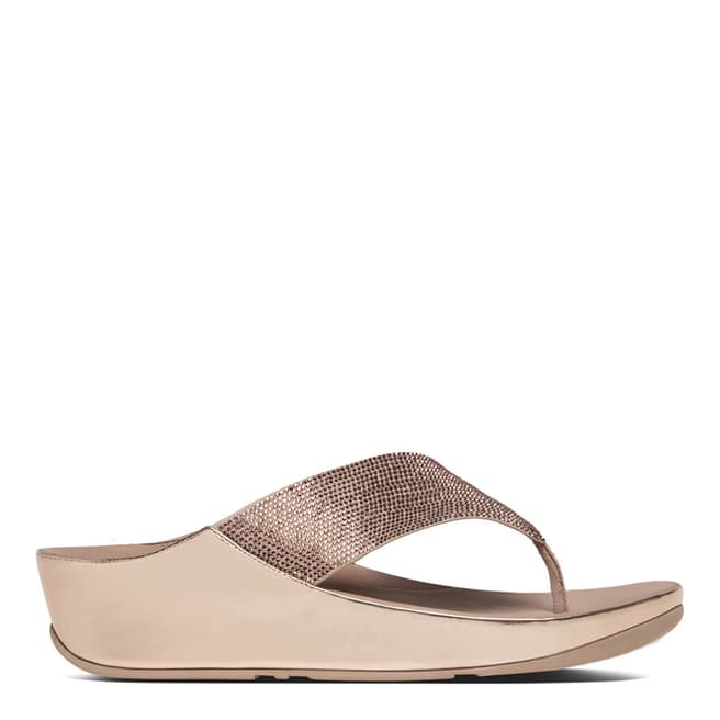 FitFlop Rose Gold Crystall Toe Thong Sandals
