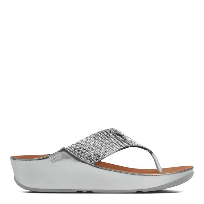 FitFlop Women's Silver Crystall Toe Thong Sandal