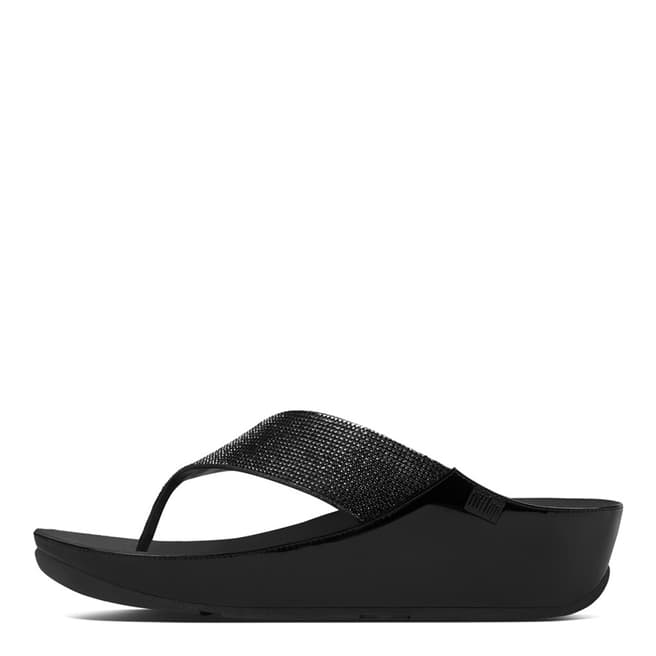 FitFlop Black Crystall Toe Thong Sandals