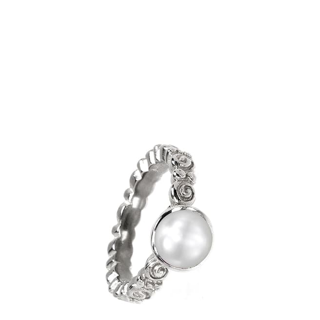 Dower & Hall Silver/White Pearl Swirl 8mm Stackable Twinkle Ring