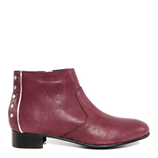 Giorgio Picino Burgundy Leather Studded Ankle Boots 