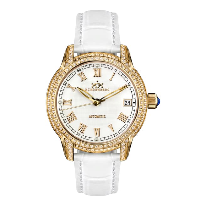 Hindenberg Women's White Duchess Gold Leather Watch