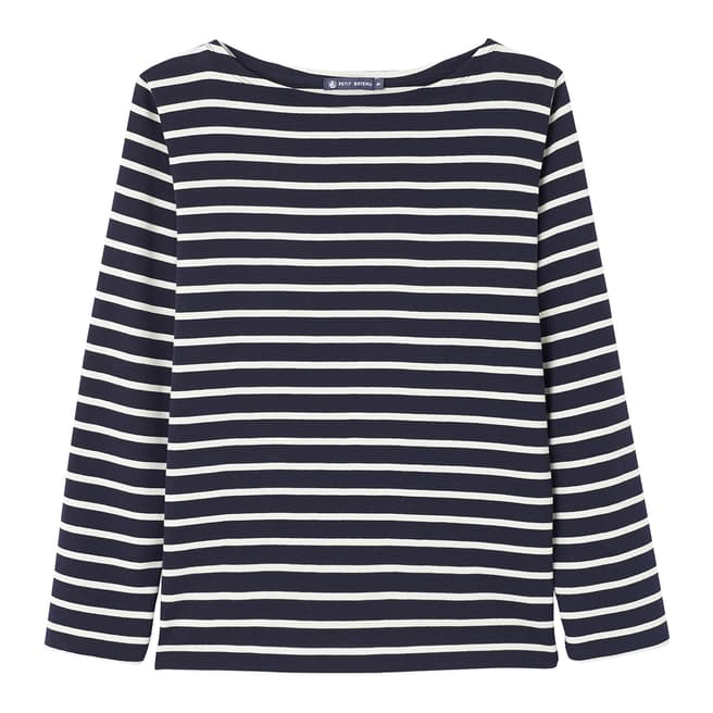 Petit Bateau Navy/Beige Striped Long Sleeves T-Shirt