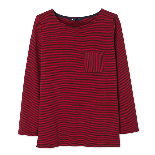 Petit Bateau Red/Navy Long Sleeve Cotton Top