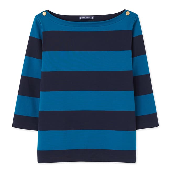 Petit Bateau Navy/Blue Striped Cotton Jersey T-Shirt