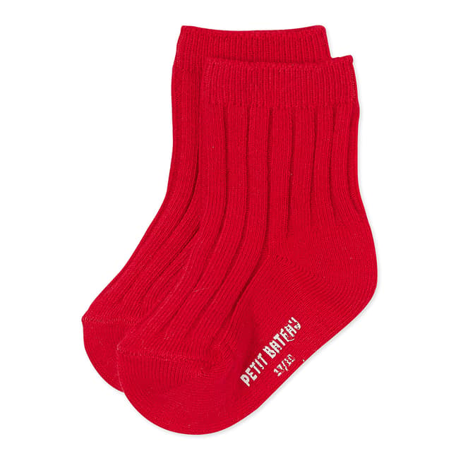 Petit Bateau Red Cotton Blend Socks