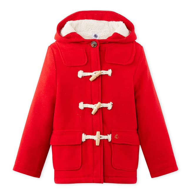 Petit Bateau Red Wool Blend Duffel Coat 