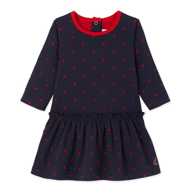 Petit Bateau Midnight/Red Jacquard Cotton Dress 