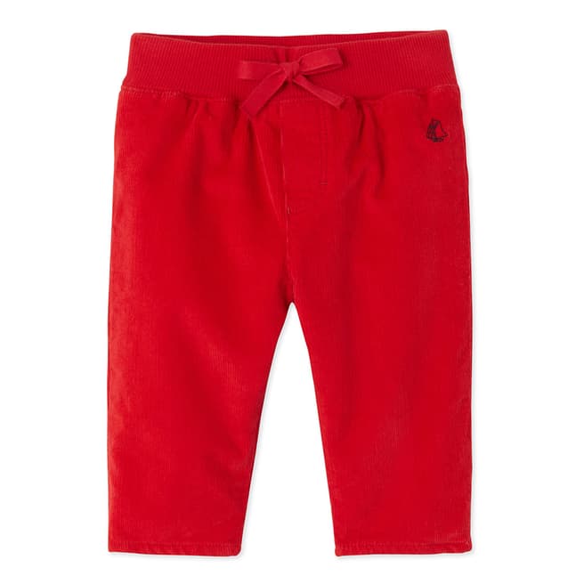 Petit Bateau Red Stretch Cotton Blend Velour Pants
