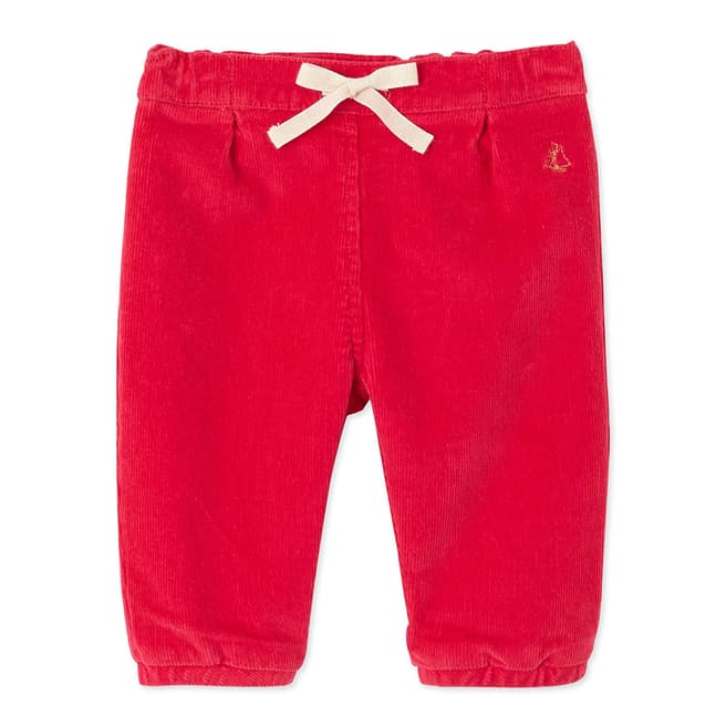 Petit Bateau Red Cotton Stretch Velour Trousers
