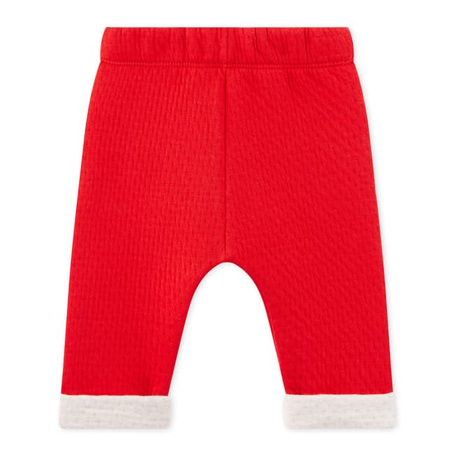 Petit Bateau Red Contrast Cuff Cotton Blend Trousers