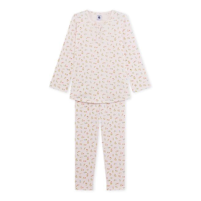 Petit Bateau Pastel Pink Flower Cotton Pyjama Set