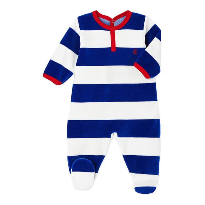 Petit Bateau Blue Bold Stripe Cotton Sleepsuit