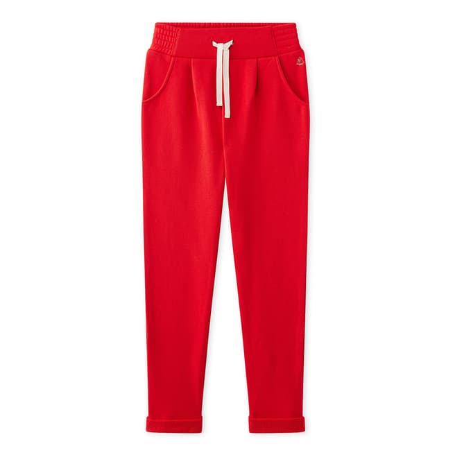 Petit Bateau Red Plain Cotton Fleece Pants