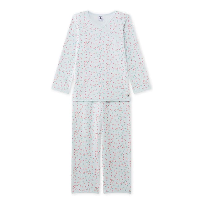 Petit Bateau Pale Blue Terry Velour Cotton Blend Pyjama Set