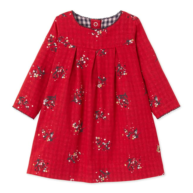 Petit Bateau Red Floral Cotton Dress