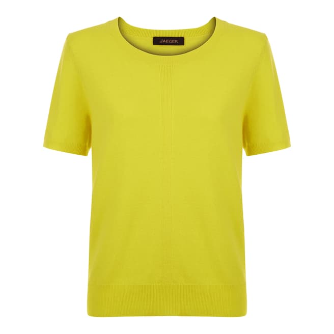 Jaeger Lime Green Wool Cashmere Short Sleeve Sweater