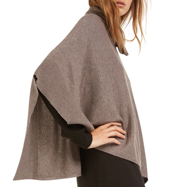 Rodier Taupe Turtle Neck Wool/Cashmere Blend Cape 