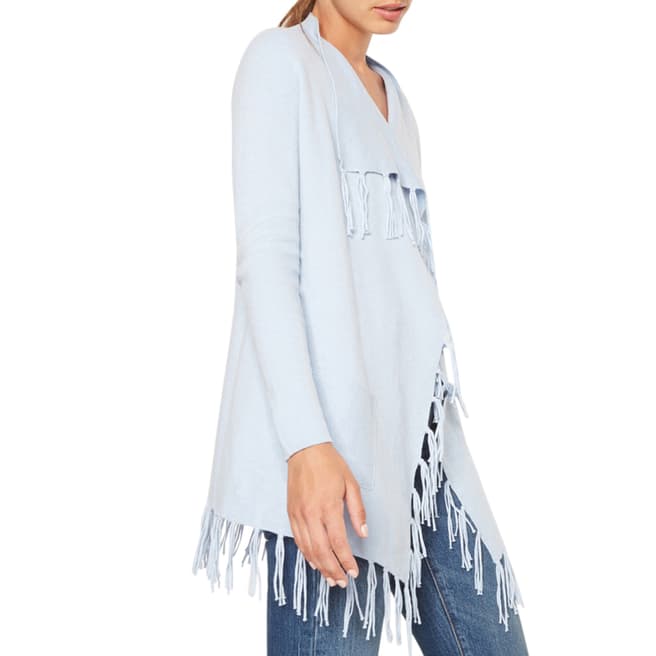 Rodier Women's Sky Blue Jacket With Fringes