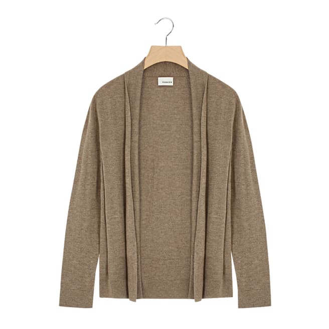Rodier Taupe Open Wool/Silk/Cashmere Blend Cardigan