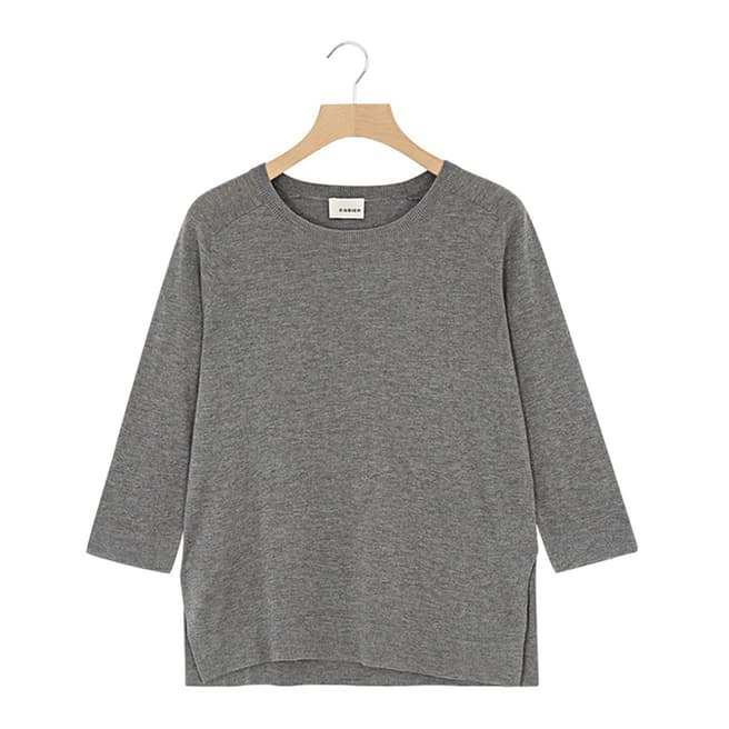 Rodier Grey Cropped Sleeves Wool/Silk/Cashmere Blend Jumper