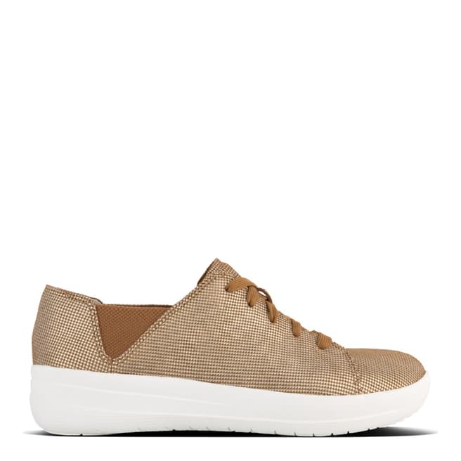 FitFlop Pale Gold Houndtooth Print F-Sporty Lace-Up Sneaker