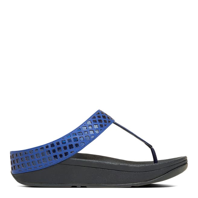 FitFlop Women's Royal Blue Leather Safi Toe Post Sandal