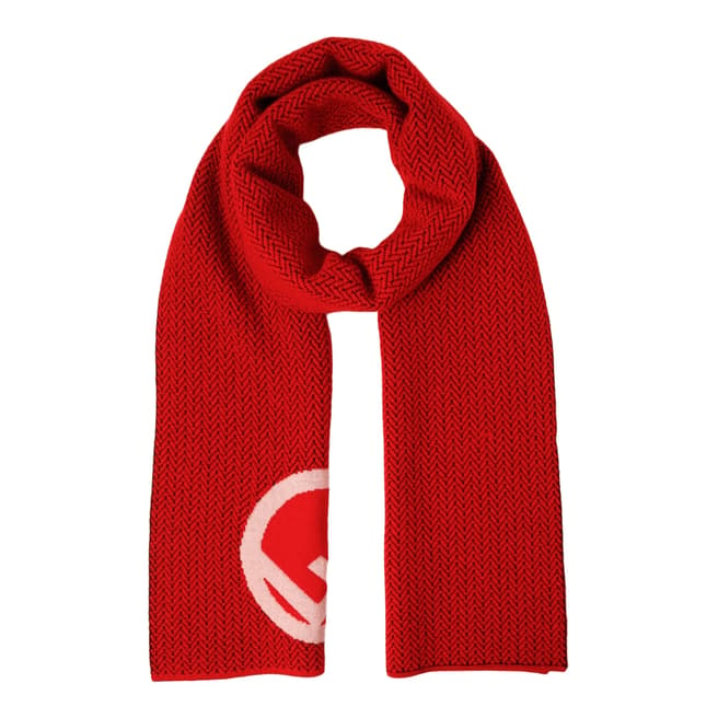 Fendi Red Wool Logo Scarf