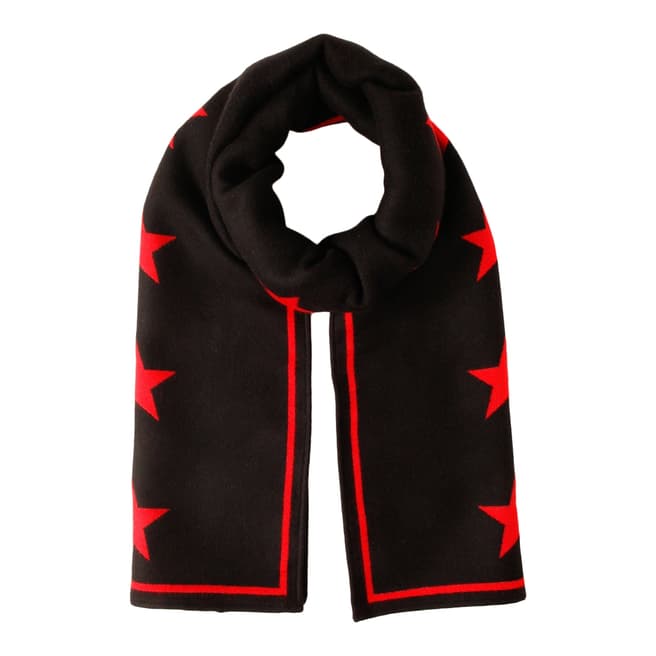 Givenchy Red And Black Star Scarf Wool
