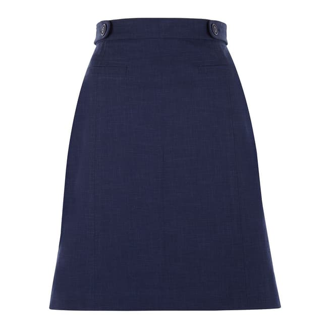Hobbs London Blue Cotton Blend Venice Skirt