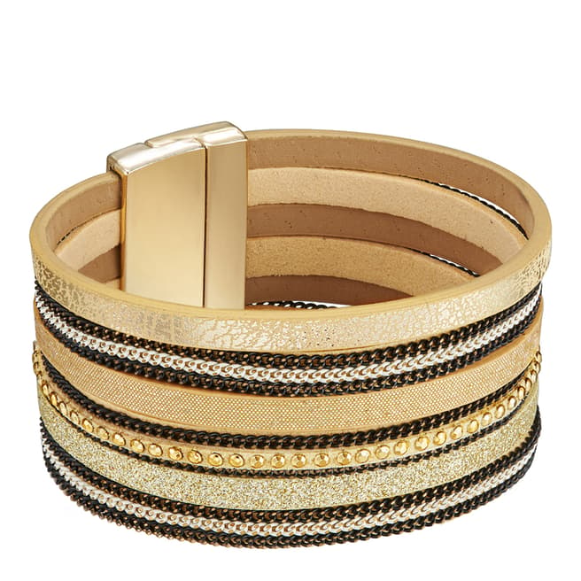 Tassioni Gold Faux Leather Bracelet