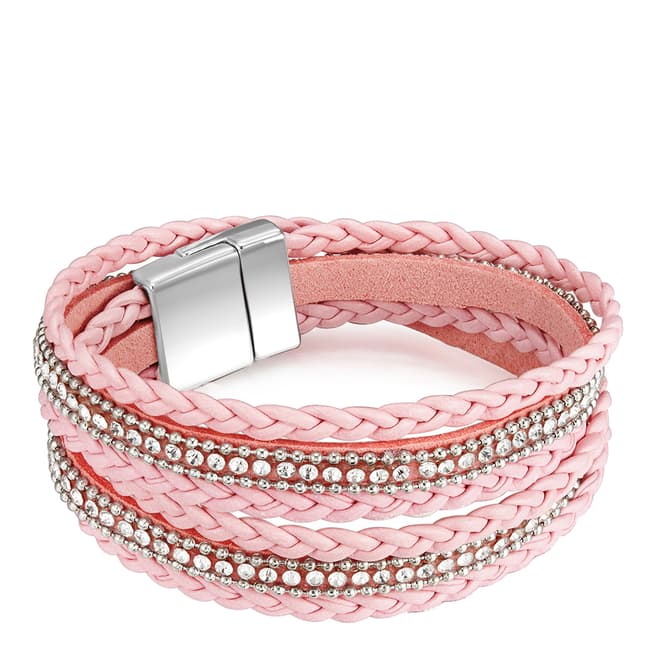 Tassioni Pink/Silver Faux Leather Bracelet