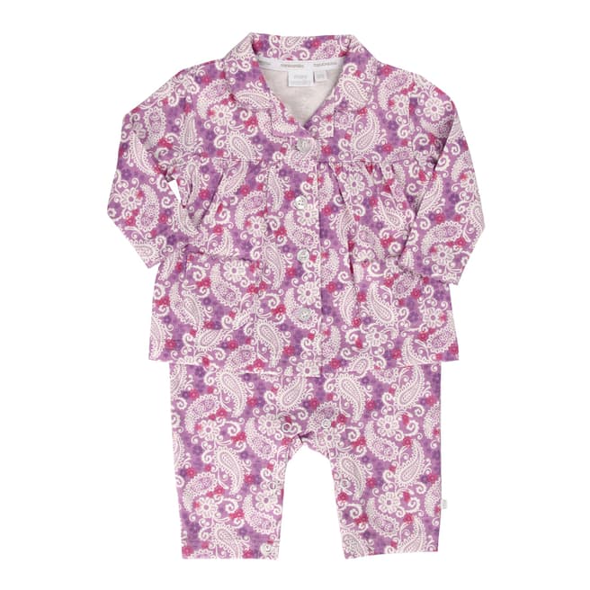 Mini Vanilla Baby Girls Pink Paisley All in One Cotton Pyjamas
